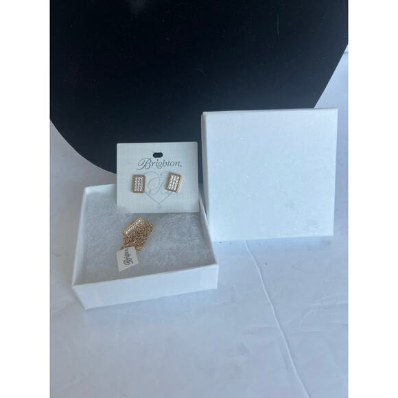 NWT Brighton Meridian Zenith Gold Swarovski Stones Necklace and Post Earrings - Picture 6 of 7